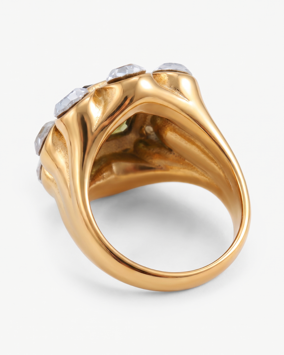 Marzo - Chunky stone signet ring - Stainless steel