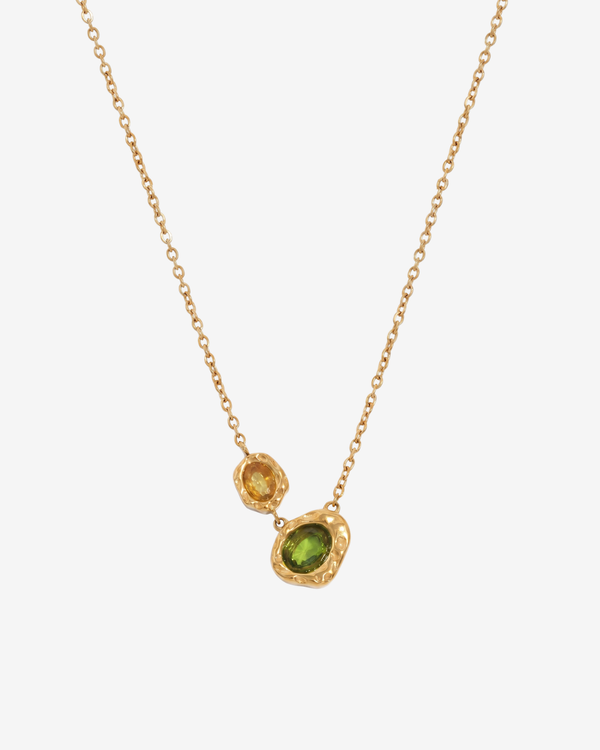 Lotte - Two stone pendant necklace - Stainless steel