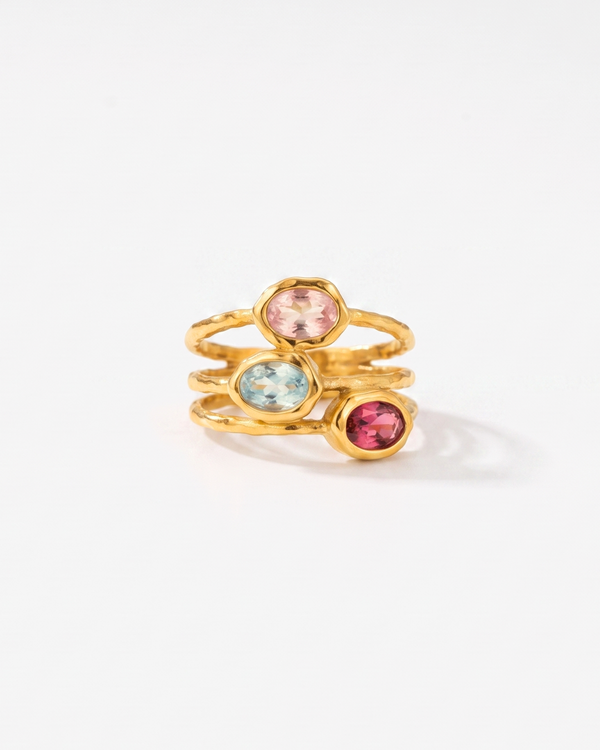 Lova - Gemstone stacking rings - Stainless steel