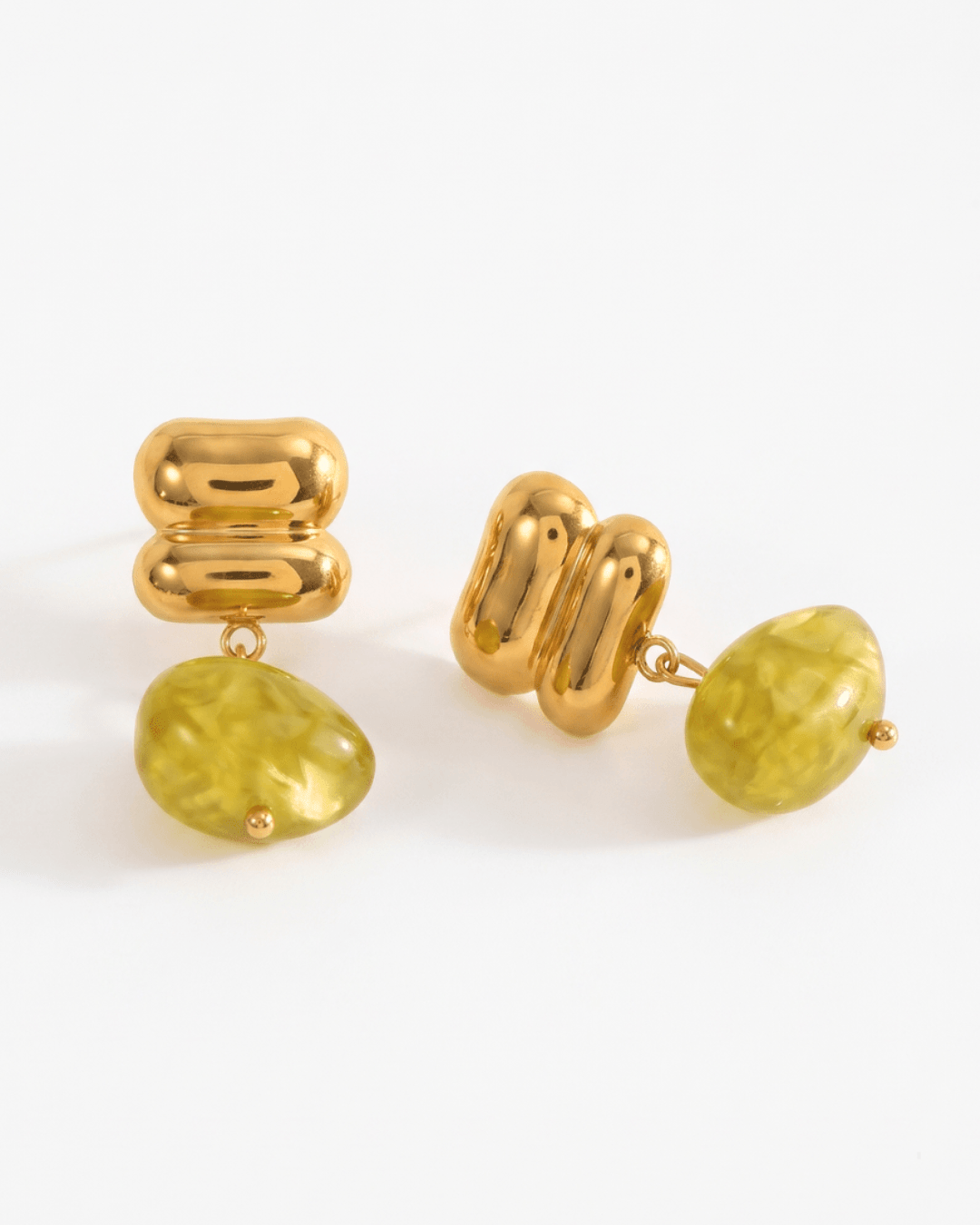 Alva - Stone stud earrings - Stainless steel - Opulaire - WATERPROOF jewelry - 