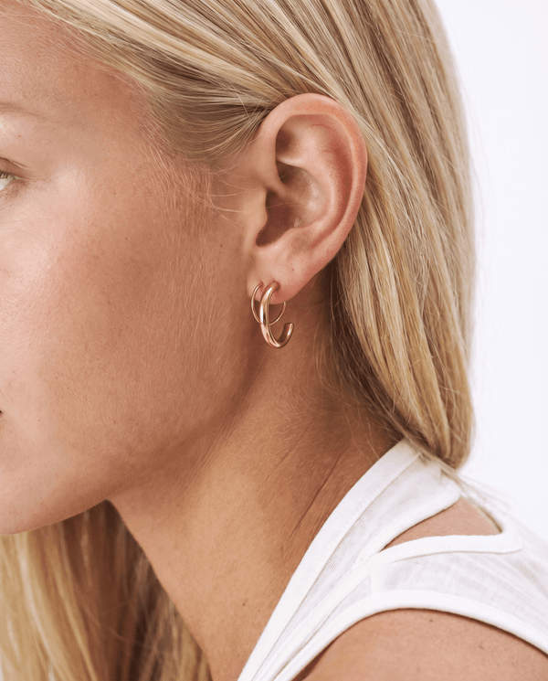 Apollo - Dainty double hoop earrings - Stainless steel - Opulaire - WATERPROOF jewelry - 