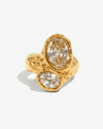 Aya - Chunky double stone ring - Stainless steel - Opulaire - WATERPROOF jewelry - EU 52 -