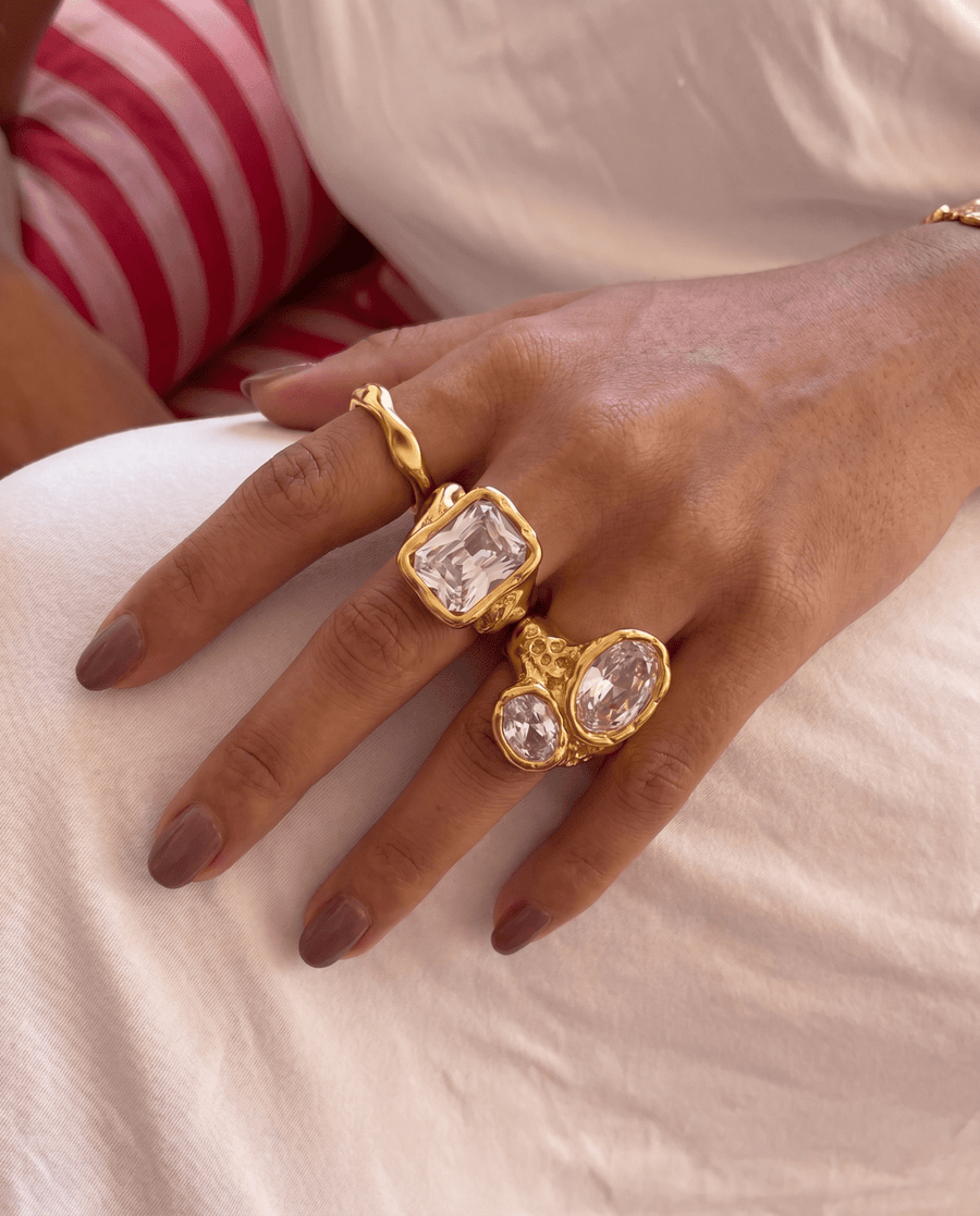Nadia - Chunky stone ring - Stainless steel