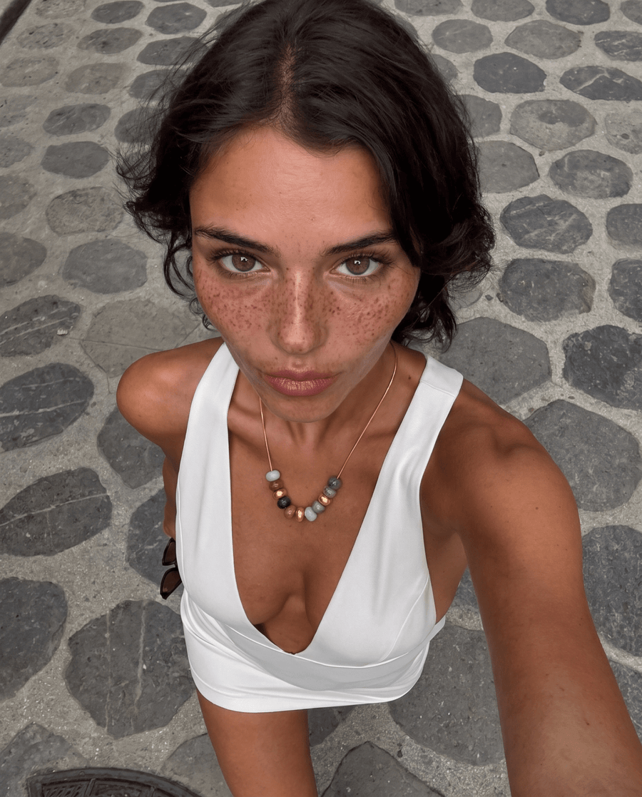 Aprilia - Pearl pendant necklace - Stainless steel
