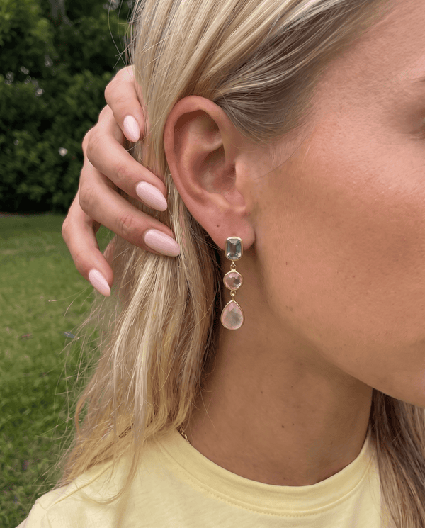 Cillian - Bezel drop earrings - Stainless steel - Opulaire - WATERPROOF jewelry - 