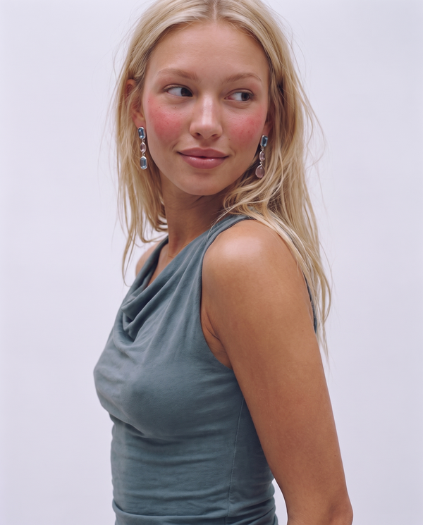 Cillian - Bezel drop earrings - Stainless steel