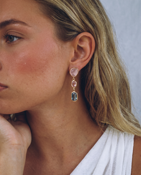 Cillian - Bezel drop earrings - Stainless steel