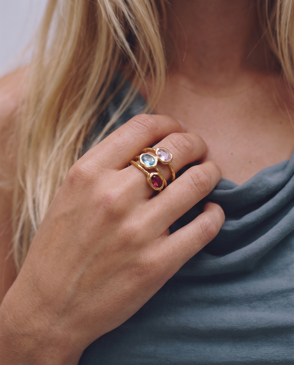 Lova - Gemstone stacking rings - Stainless steel