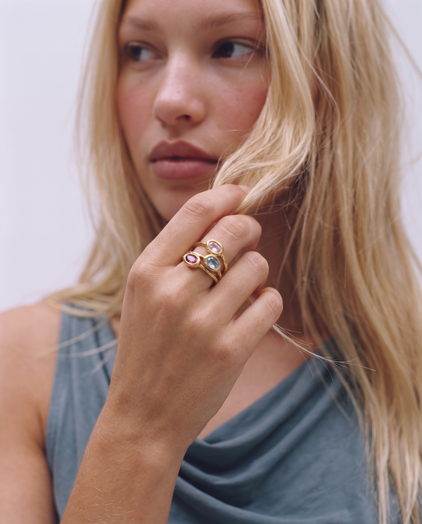 Lova - Gemstone stacking rings - Stainless steel