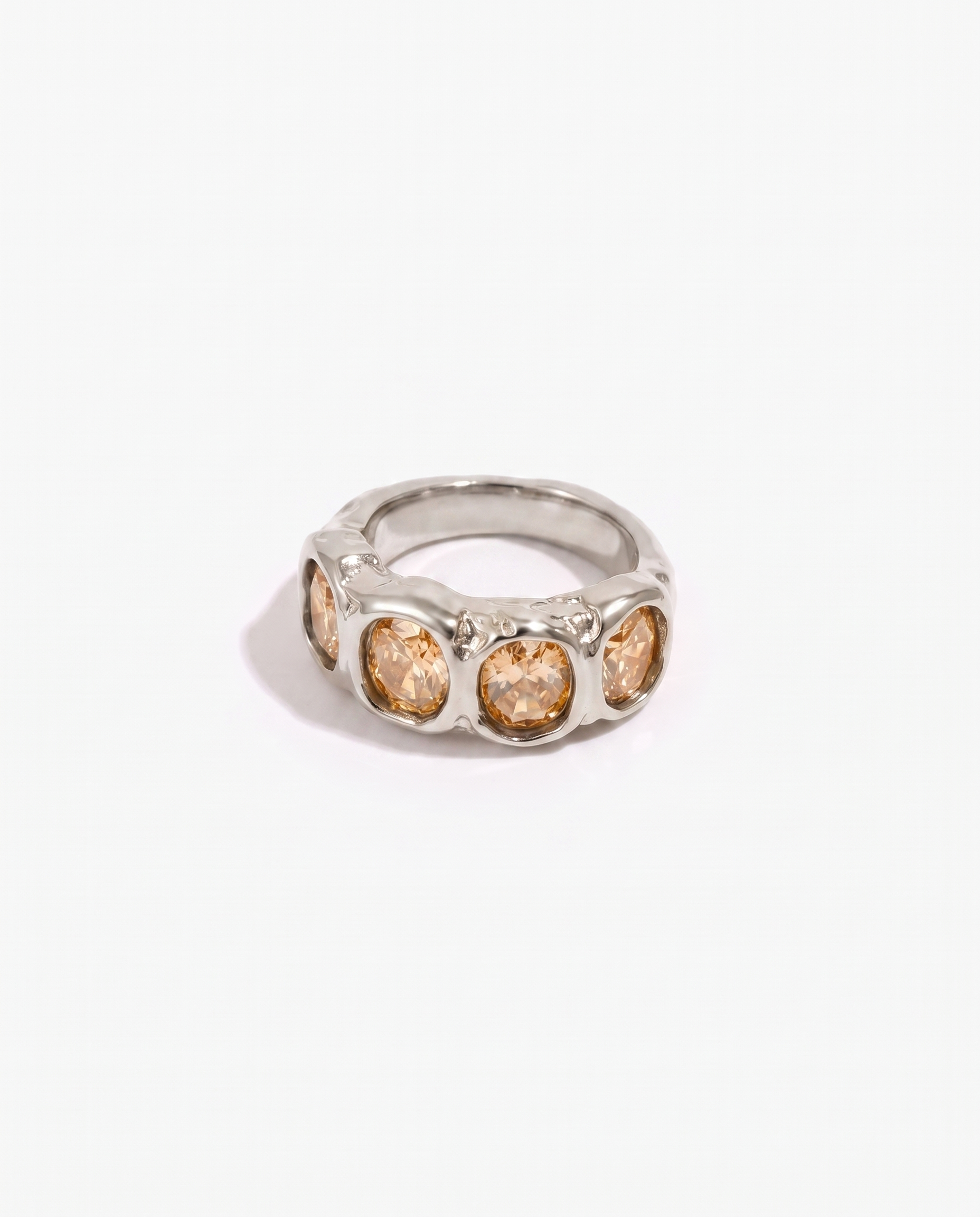 Valeria - Champagne crystal band ring - Stainless steel
