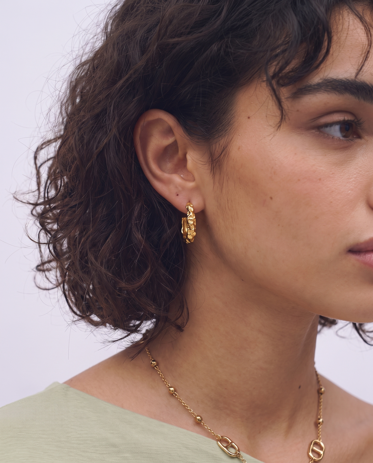Yara - Hammered open Hoop earrings - Stainless steel