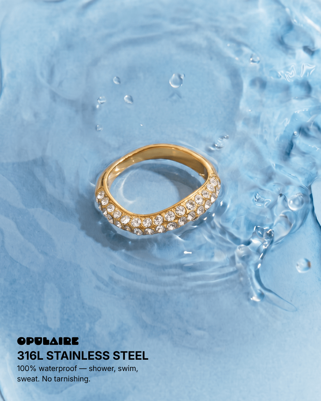 Hula - Stackable stones ring - Stainless steel - Opulaire - WATERPROOF jewelry - EU 54 -