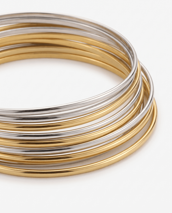 Hydi - Stackable bangle set bracelets - Stainless steel - Opulaire - WATERPROOF jewelry - 