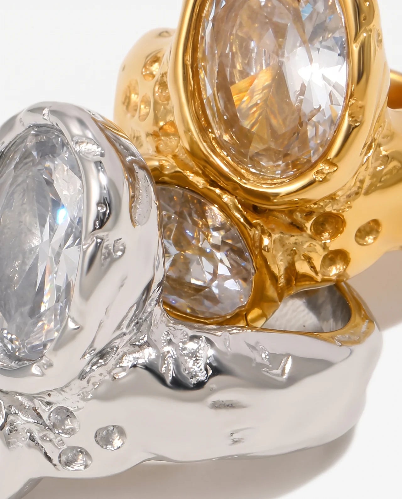 Aya - Chunky double stone ring - Stainless steel