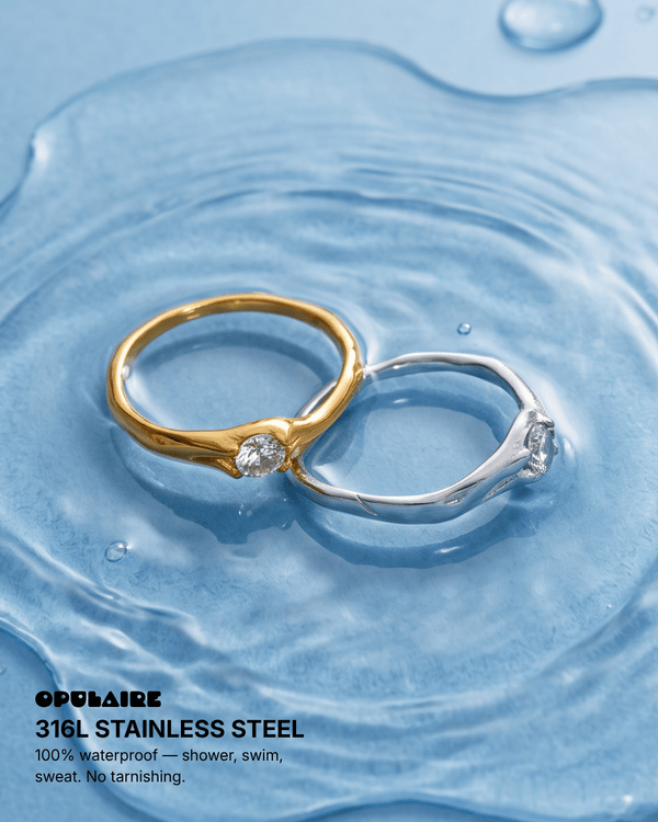 Kim - Dainty solitaire ring - Stainless steel - Opulaire - WATERPROOF jewelry - EU 52 -