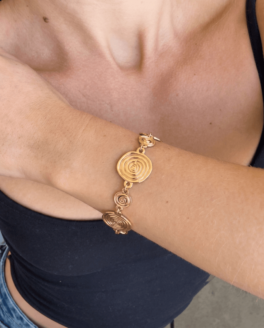 Linia - Spiral disk bracelet - Stainless steel