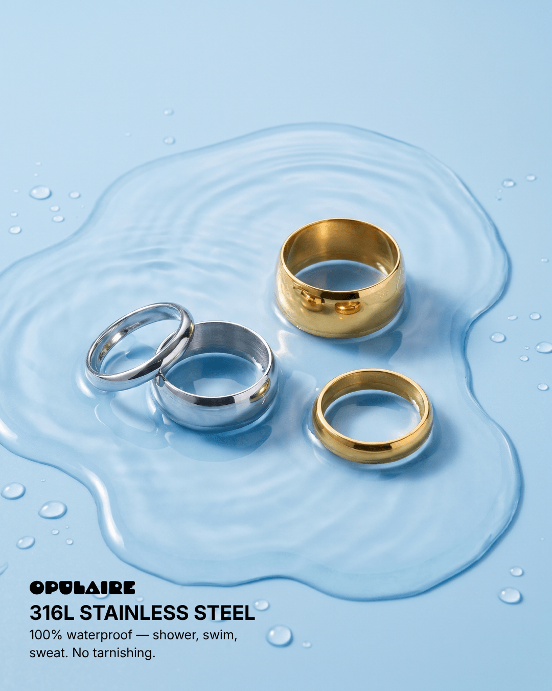 Nile - Chunky dome bangle - Stainless steel - Opulaire - WATERPROOF jewelry - 