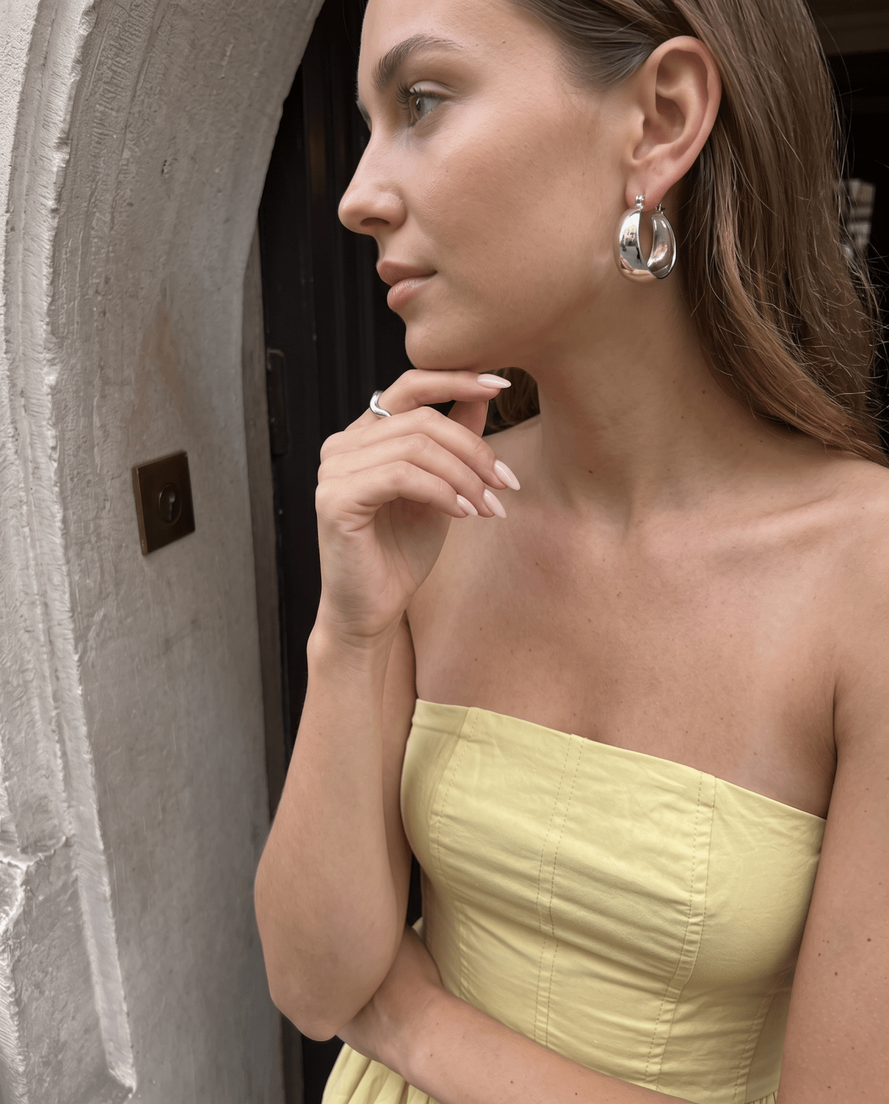 Poza - Chunky dome hoop earrings - Stainless steel - Opulaire - WATERPROOF jewelry - 