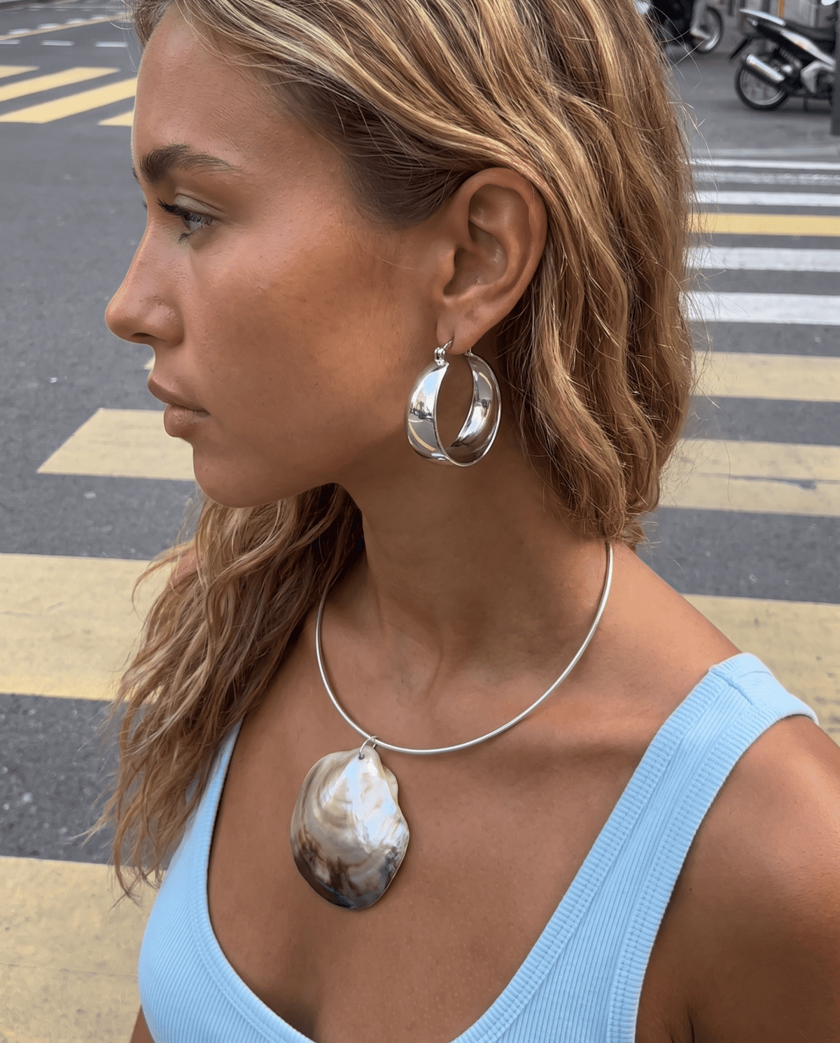 Poza - Chunky dome hoop earrings - Stainless steel - Opulaire - WATERPROOF jewelry - 