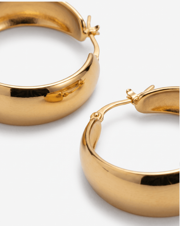 Poza - Chunky dome hoop earrings - Stainless steel - Opulaire - WATERPROOF jewelry - 