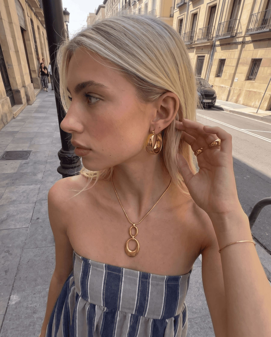 Poza - Chunky dome hoop earrings - Stainless steel