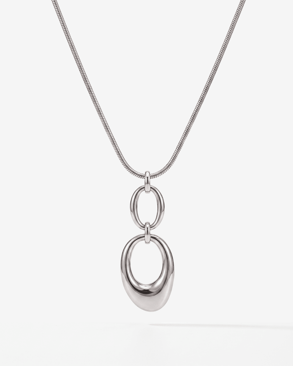 Robin - Double oval pendant necklace - Stainless steel - Opulaire - WATERPROOF jewelry - 