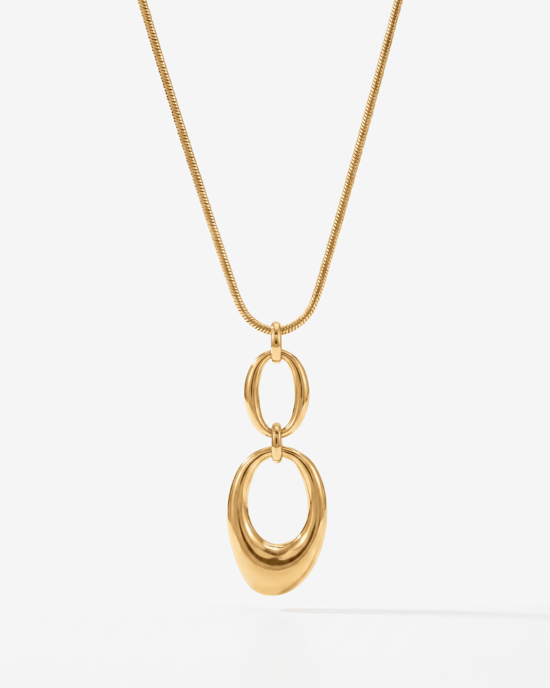 Robin - Double oval pendant necklace - Stainless steel - Opulaire - WATERPROOF jewelry - 