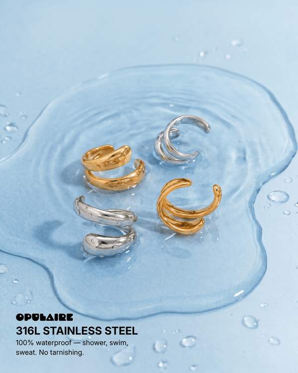 Sage ear cuffs - Opulaire - WATERPROOF jewelry - 