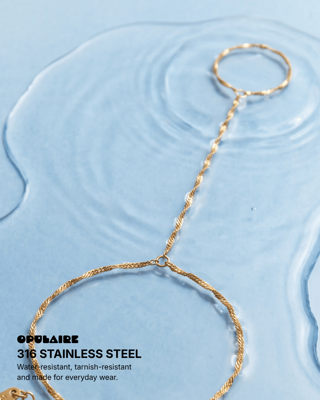 Sem - Dainty hand chain - Stainless steel - Opulaire - WATERPROOF jewelry - 