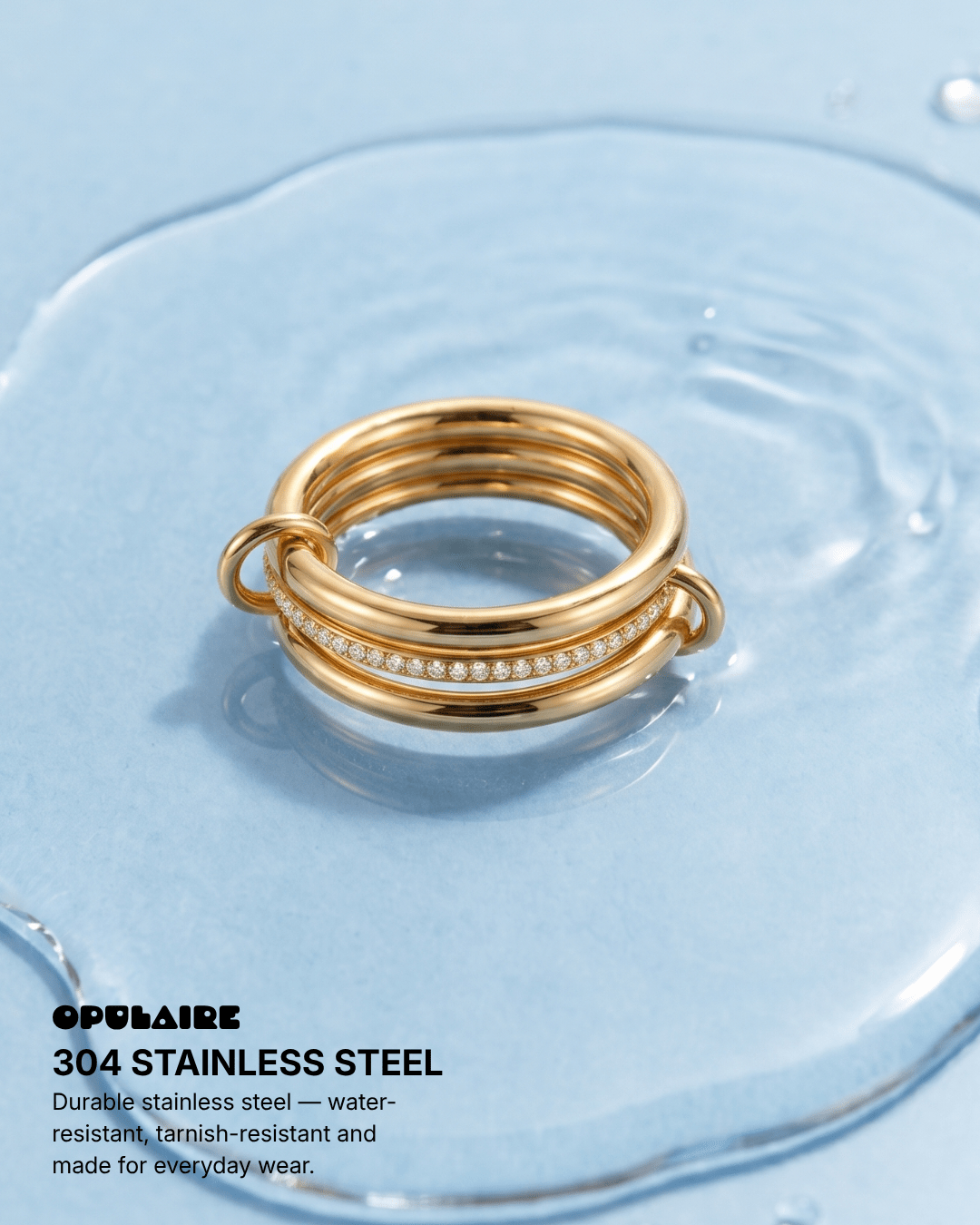 Spina - Stacked ring - Stainless steel - Opulaire - WATERPROOF jewelry - EU 52 -