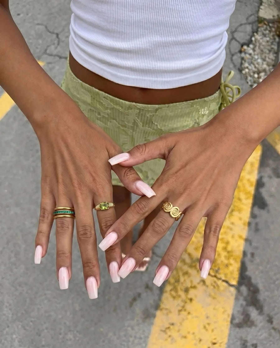 Maya - Green stone ring - Stainless steel